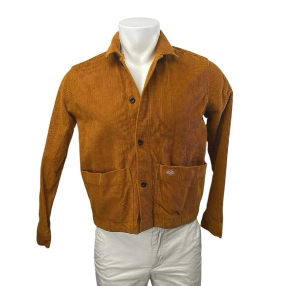 Dickies Men's Tan Corduroy Long Sleeve Button Up Pocket Shirt Jacket Size S - Picture 1 of 5